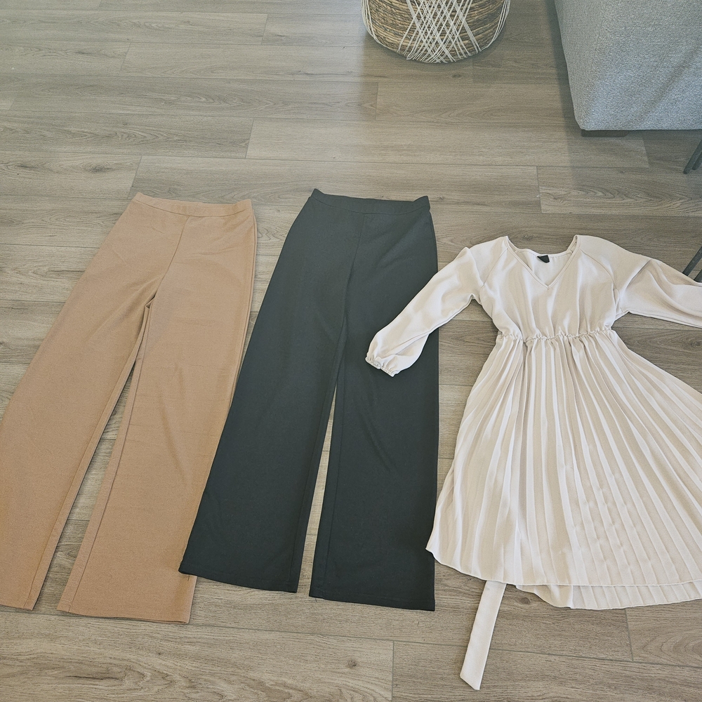 Stylish Black and Tan Wide Leg Pants